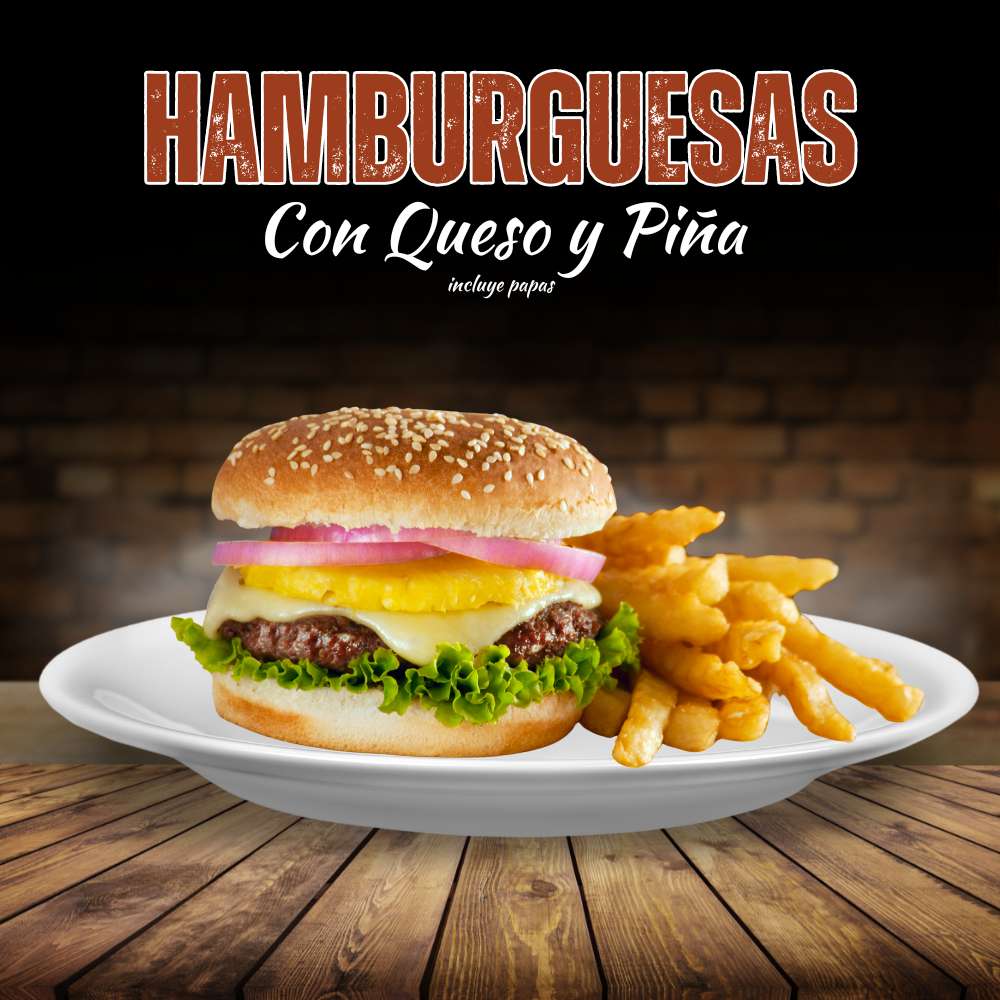 Hamburguesa con Piña y Queso