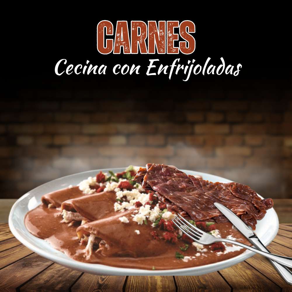 Cecina con Enfrijoladas